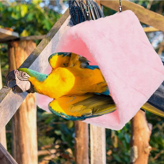 Hanging Bird Bed Warm Plush Sleeping Hut With Cage Hooks Cozy Triangular Hideaway For Parakeets Cockatiels Conures Lovebirds 6.9x5.3x5.1 Inches