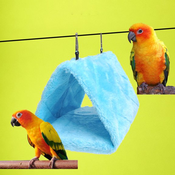 Hanging Bird Bed Warm Plush Sleeping Hut With Cage Hooks Cozy Triangular Hideaway For Parakeets Cockatiels Conures Lovebirds 6.9x5.3x5.1 Inches