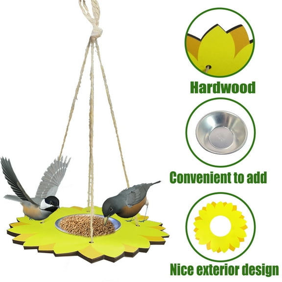 Hanging Bird Feeder and Bath for Outside, Sunflower Wild Bird Feeder for Outdoors Garden Backyard Balcony Decor, Large Platform Bird Seed Water Feeders Tray, Bird Watching Gifts for Mom Grandma Women