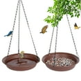 thumbnail image 1 of Hanging Bird Feeder & BirdBath for Outdoors, Wild Bird Feeders Tray, Hanging Birdbaths Trays for Outside, Cardinal, Blue Jay, Crow, Birdfeeders Outside (10", 1 Pcs with Hole & 1 Pcs No Hole), 1 of 7