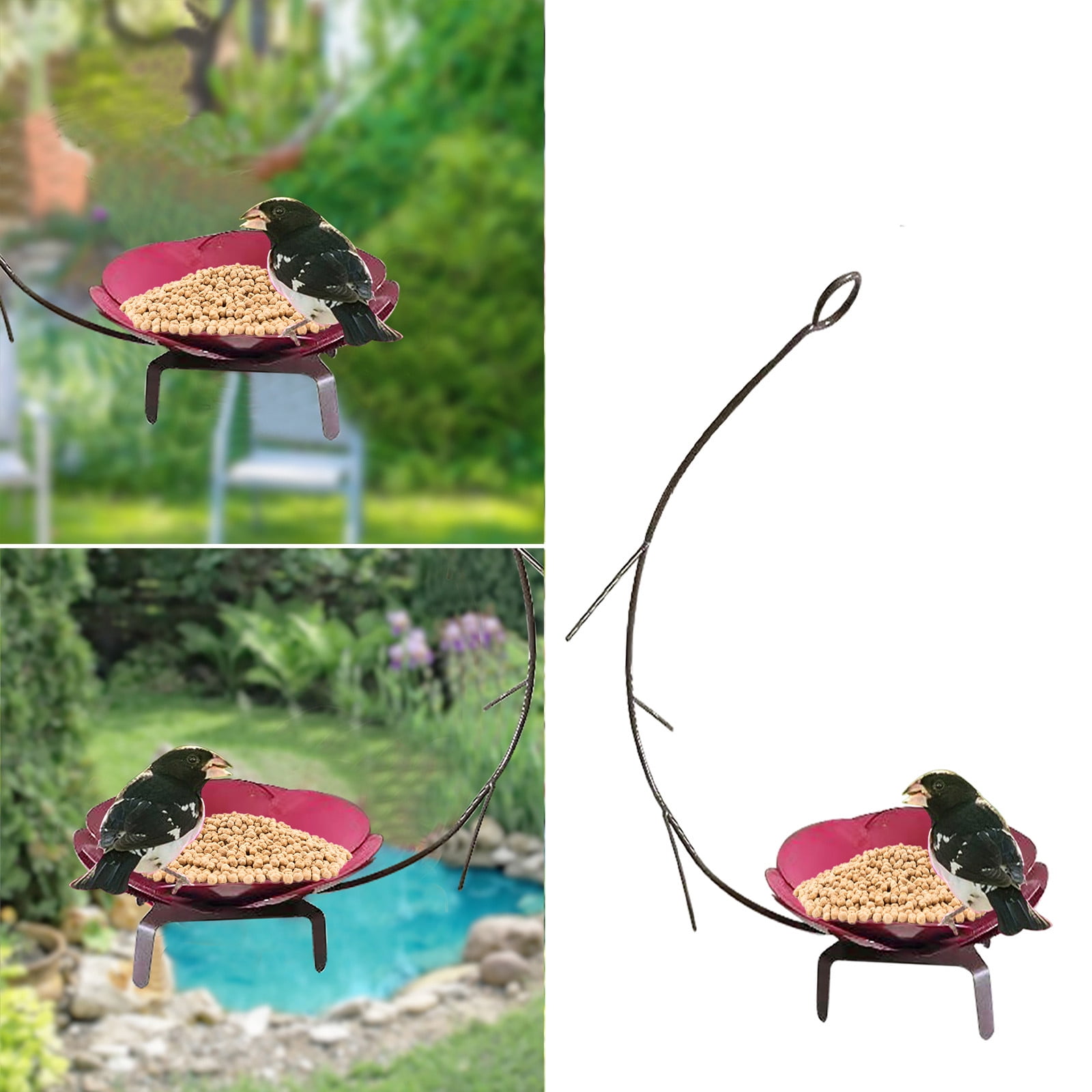 Hanging Bird Feeder Feeder Flower Garden Pole Art Decoration Chip