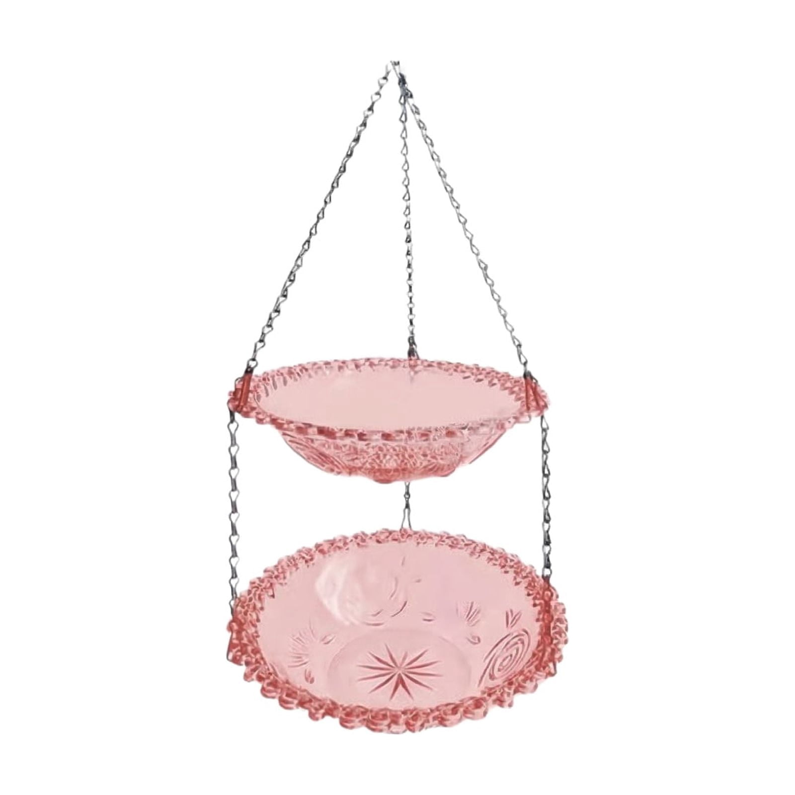 Hanging Bird Feeder Hummingbird Feeder Outdoor Decorative Bird Bathing Basin for Wild Birds Garden Balcony Ornament Glass Bowl with Durable Metal Chains