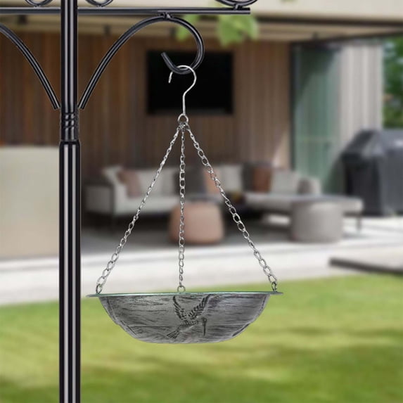 Hanging Bird Feeder, Metal Hummingbird Feeder Bowl Outdoor Garden Hanging Bird Feeding Dish with Chain Hook for Patio Yard