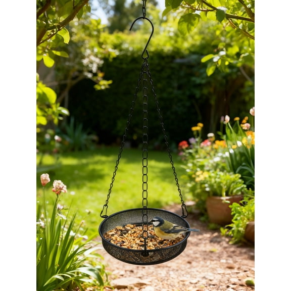 Hanging Bird Feeder, Metal Mesh Platform Feeder Tray for Garden Yard Outside, Iron Construction, Easy to Clean, Garden Decoration for Attracting Wildbirds