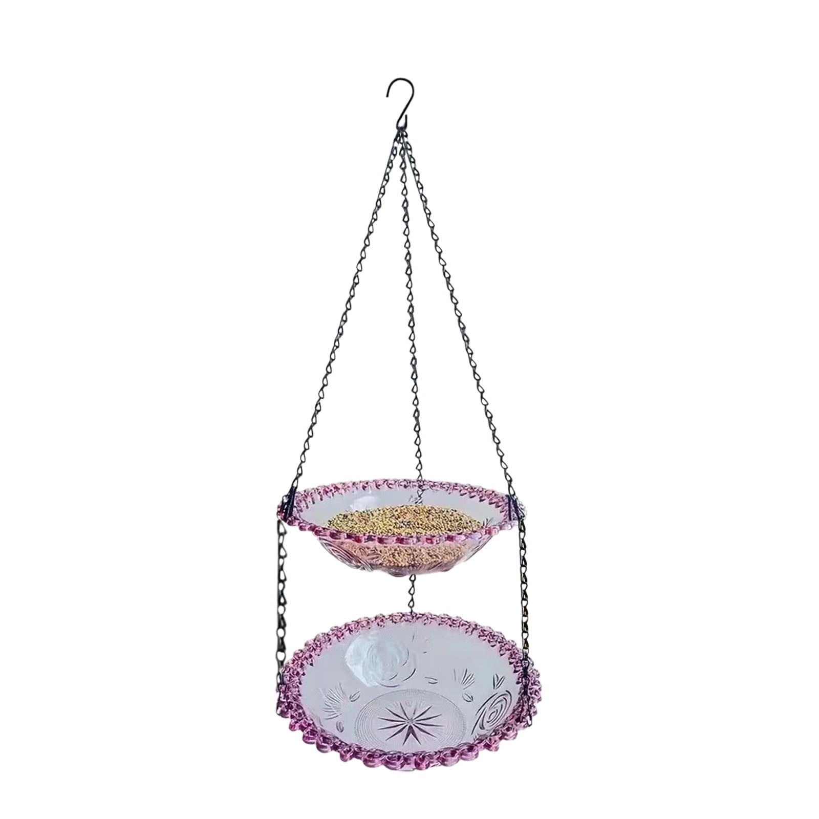 Hanging Bird Feeder Outdoor Hanging Feeder for Balcony, High Strength Plastic Reusable for Birds Bathing and Feeding