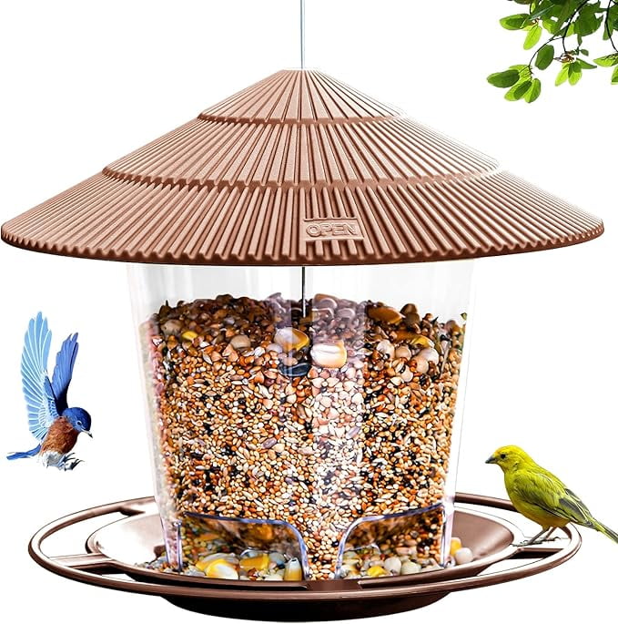 Hanging Bird Feeder Squirrel Proof for Outdoor Wild Bird Seed, Brown - Walmart.com