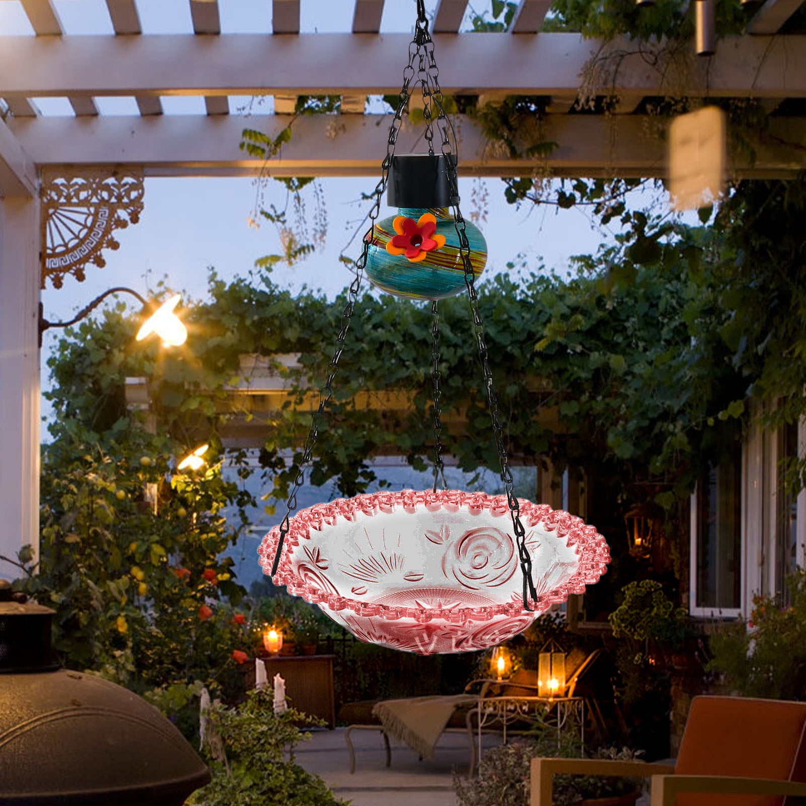 Hanging Bird Feeder,Versatile Bird Bath Tray for Outdoor,Beautiful Birds Attract and Feeding Device,Suitable for Garden and Courtyard
