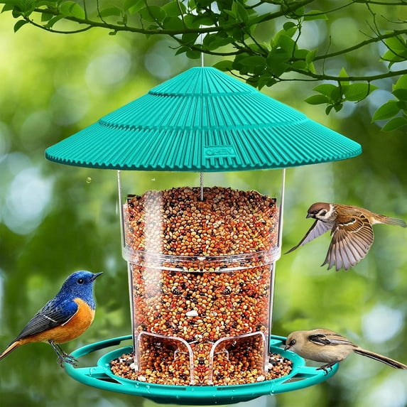 Hanging Bird Feeders for Outside,Bird Seed for Outside Wild Bird Feeders for Garden Yard Outdoor Decoration,Round Roof Design for Sun-Proof and Rainproof