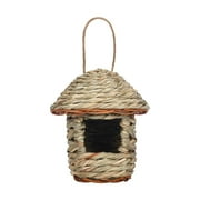 Hanging Bird House Handwoven Warm Straw Shelter for Birds, Outdoor Pet House Natural Grass Fiber Decorations