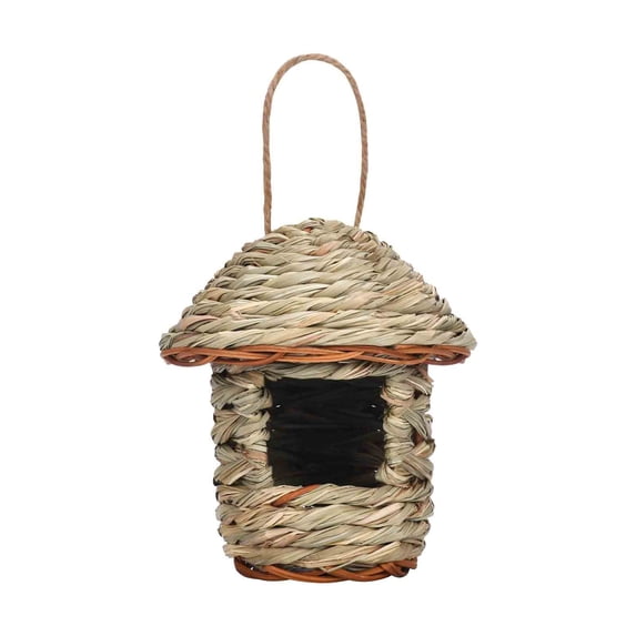 Hanging Bird House Handwoven Warm Straw Shelter for Birds, Outdoor Pet House Natural Grass Fiber Decorations