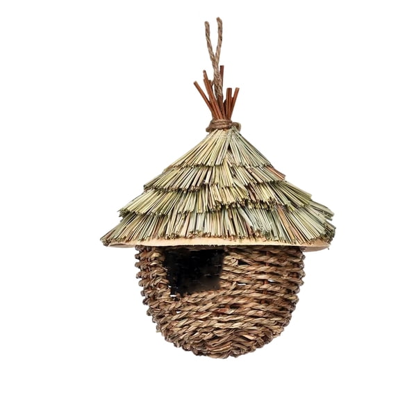 Hanging Bird House, Woven Grass Outdoor Bird House, Bird Nest Decor, Backyard Decorations Outdoor, Finish, 1 Pc