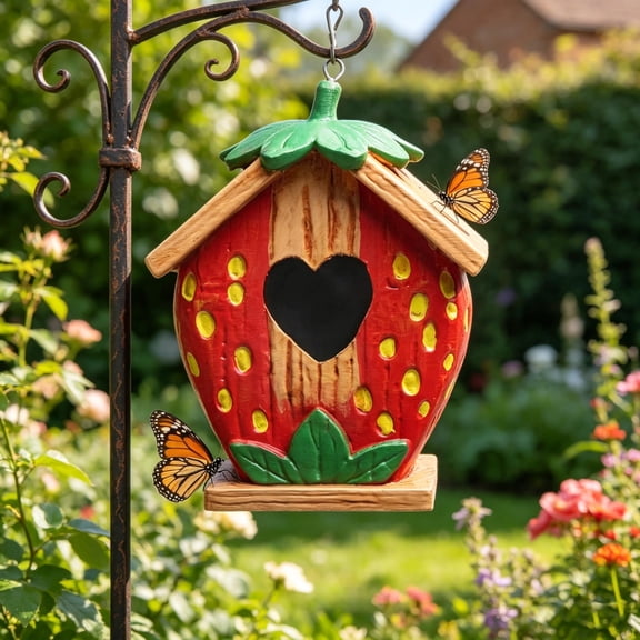 Hanging Bird Nest Garden Ornament, Decorative Courtyard Pendant with Weather Resistant Craft and Easy Hanging Display, for Garden Trees Patio Porch Nature Lovers