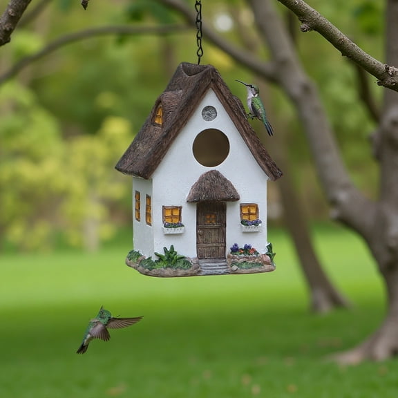 Hanging Bird House Hummingbird Nest Set Bohemian Style - Weather Resistant - Single Piece