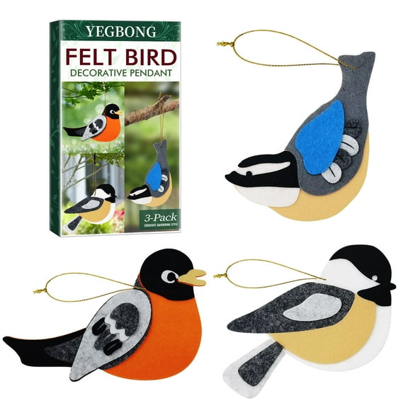 Hanging Bird Ornaments, Colorful Cartoon Felt Decor for Garden Balcony & Window