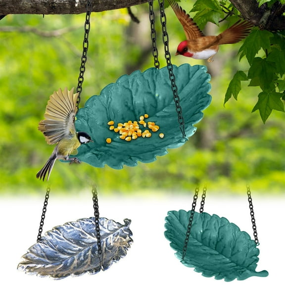Hanging Birdbath Metal Feeder for Outdoor Garden | Waterproof Rust-Resistant Dual-Purpose Water Basin & Food Station | Large Capacity | Decorative Hook | 1 Pack