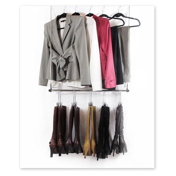 Hanging Boot Rack-Closet Doubler with Boot Storage System, NO Tools Required, fits on Any Closet Rod (Comes with 6 Silver Hangers)