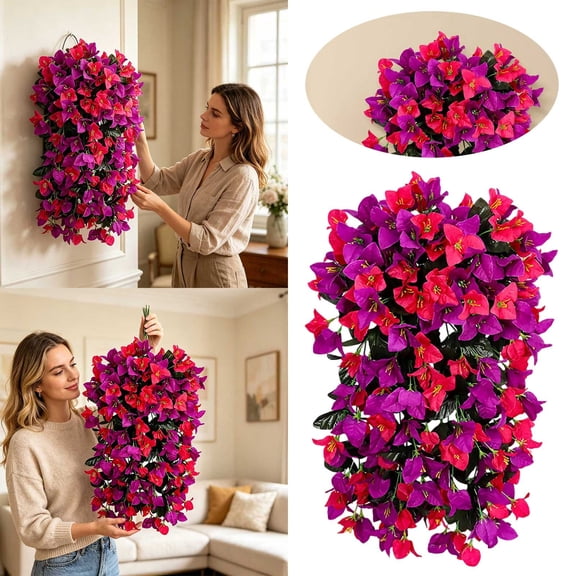 Hanging Bouquet Triangular Mixed Purple Red Home Wall