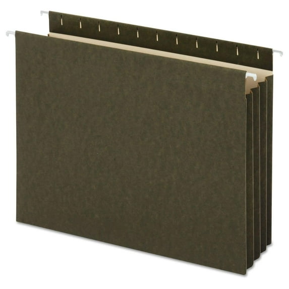 Hanging Box Bottom File Pockets, 1 Section, 3.5" Capacity, Letter Size, Standard Green, 10/Box