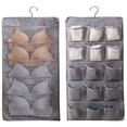 thumbnail image 1 of Hanging Bra Organizer with Pockets, Hanging Sock Organizer, Dual Sided Hanging Closet Underwear Storage Holder for Lingerie, Panty Tie (20 Pockets, Gray), 1 of 7