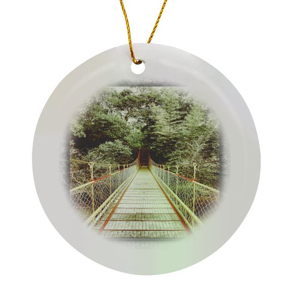 3drose, Hanging Bridge, Circle Porcelain Ornament