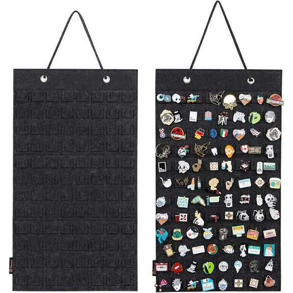 Hanging Brooch Pin Organizer, Display Pins Storage Case, Brooch Collection Storage Holder, Holds Up to 96 Pins.(Not Include Any Accessories) (Black,1PCS)