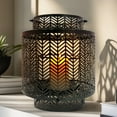 thumbnail image 1 of Hanging Lantern - Decorative Small Black Metal Candle Holder for Home Decor Patio Garden Dining Living Room Bedroom Office Farmhouse Pathway Entryway Events Wedding Decorations, 1 of 9