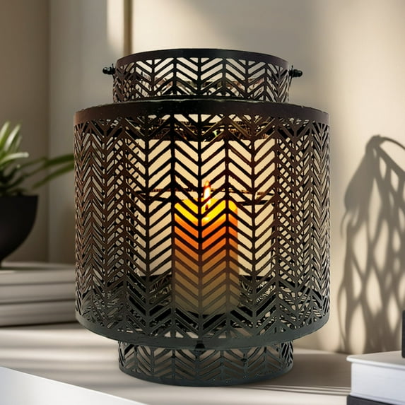 Hanging Lantern - Decorative Small Black Metal Candle Holder for Home Decor Patio Garden Dining Living Room Bedroom Office Farmhouse Pathway Entryway Events Wedding Decorations