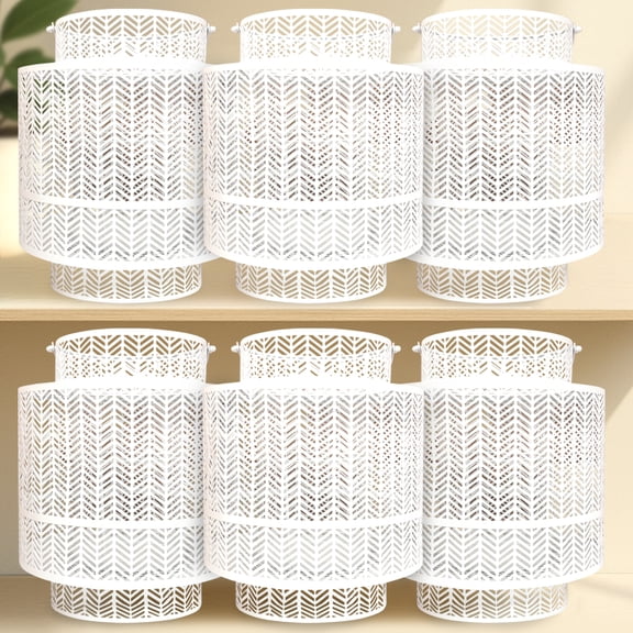 Hanging Lantern - Decorative Large White Metal Candle Holder for Home Decor Patio Garden Dining Living Room Bedroom Office Farmhouse Pathway Entryway Events Wedding Decorations - Set of 6