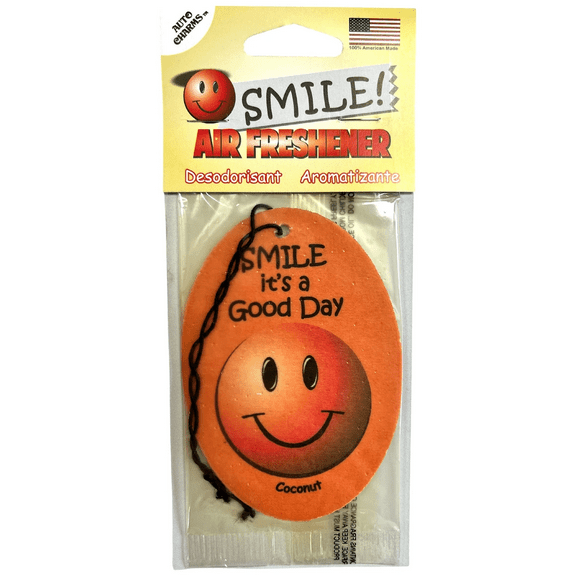 Hanging Car Air Freshener in Coconut Scent, Long Lasting Fragrance, Rearview Mirror Accessory, Compact, Refreshes Ride, Adds a Tropical Touch to Daily Commutes, Personal Car Oasis, Orange