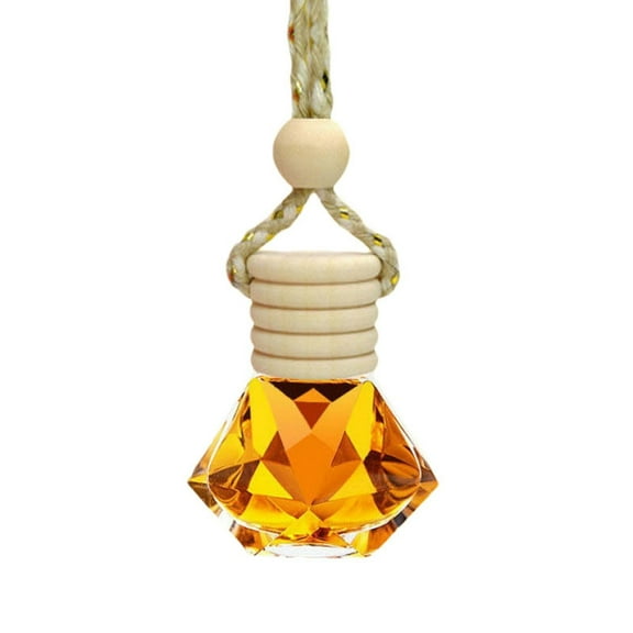 Hanging Car Air Freshener Perfume Bottle, Refillable Aromatherapy Clear Essential Oil Diffuser Pendant Auto Ornaments Decor Accessories, Orange