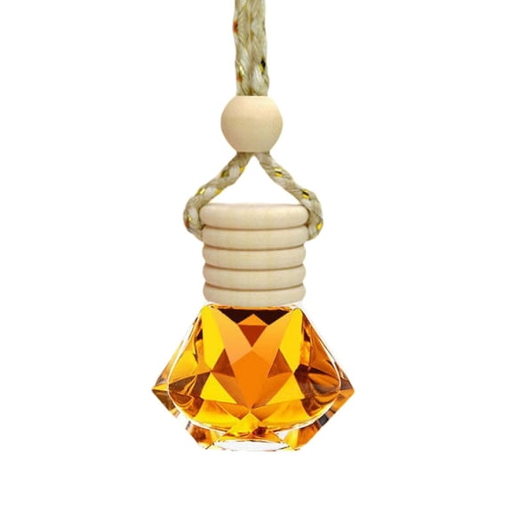 Hanging Car Air Freshener Perfume Bottle, Refillable Aromatherapy Fragrance Clear Essential Oil Diffuser Pendant Auto Ornaments Decor Orange