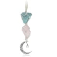 thumbnail image 1 of Hanging Car Charm - Amazonite & Rose Quartz - Dangling Moon & Healing Crystal Accessories, Rearview Mirror Decorations - Self-Love, Honesty, Clarity, Connection, Self-Worth, Love,, 1 of 4
