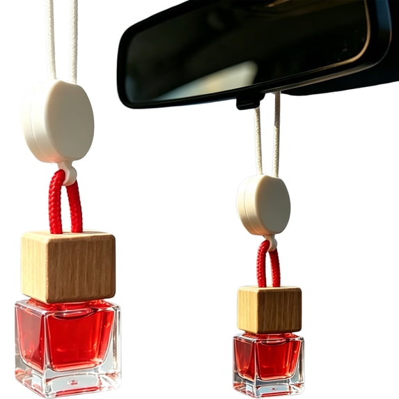 Hanging Car Freshener Car Diffuser Bottle,Glass Car Air Freshener Bottle with Wooden Cap,Hanging Essential Oil Fragrance Pendants for Car Decor,Can DIY Air Freshners Diffuser