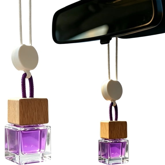 Hanging Car Freshener Car Diffuser Bottle,Glass Car Air Freshener Bottle with Wooden Cap,Hanging Essential Oil Fragrance Pendants for Car Decor,Can DIY Air Freshners Diffuser