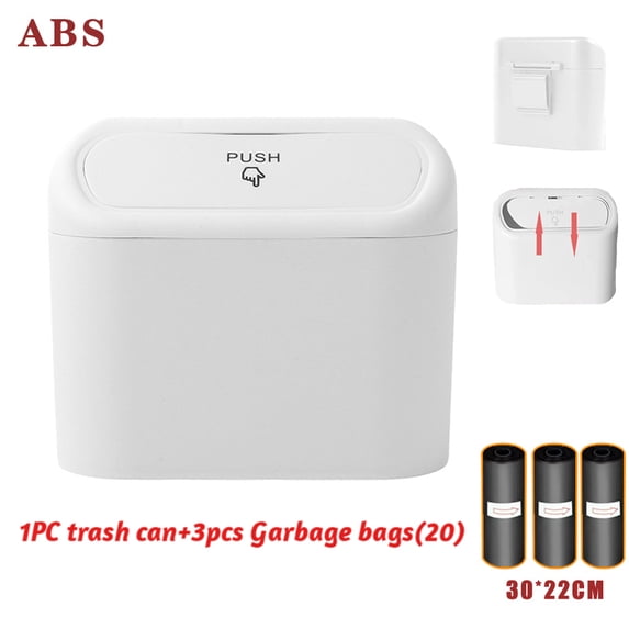 Hanging Car Trash Can Car Flip Top Trash Can Interior Trash Storage ABS Trash Can with Lid Trash Bin Can for Car Office Home