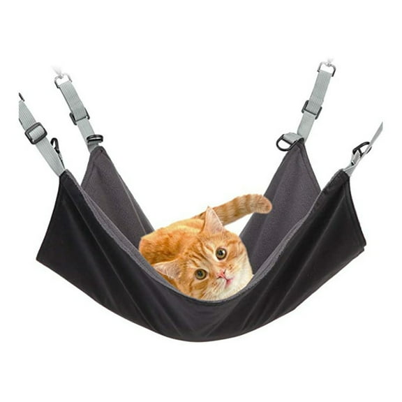 Hanging Cat Hammock, Pet Hammock for Cage, Adjustable Cat Bed Two Sides Comfortable/Waterproof Resting Sleepy Pad for Cats Small Dogs Rabbits or Other Small Animals (Black)