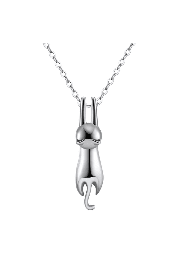 Hanging Cat Kitty Pendant Necklace for Women Sterling Silver Ginger Lyne Collection