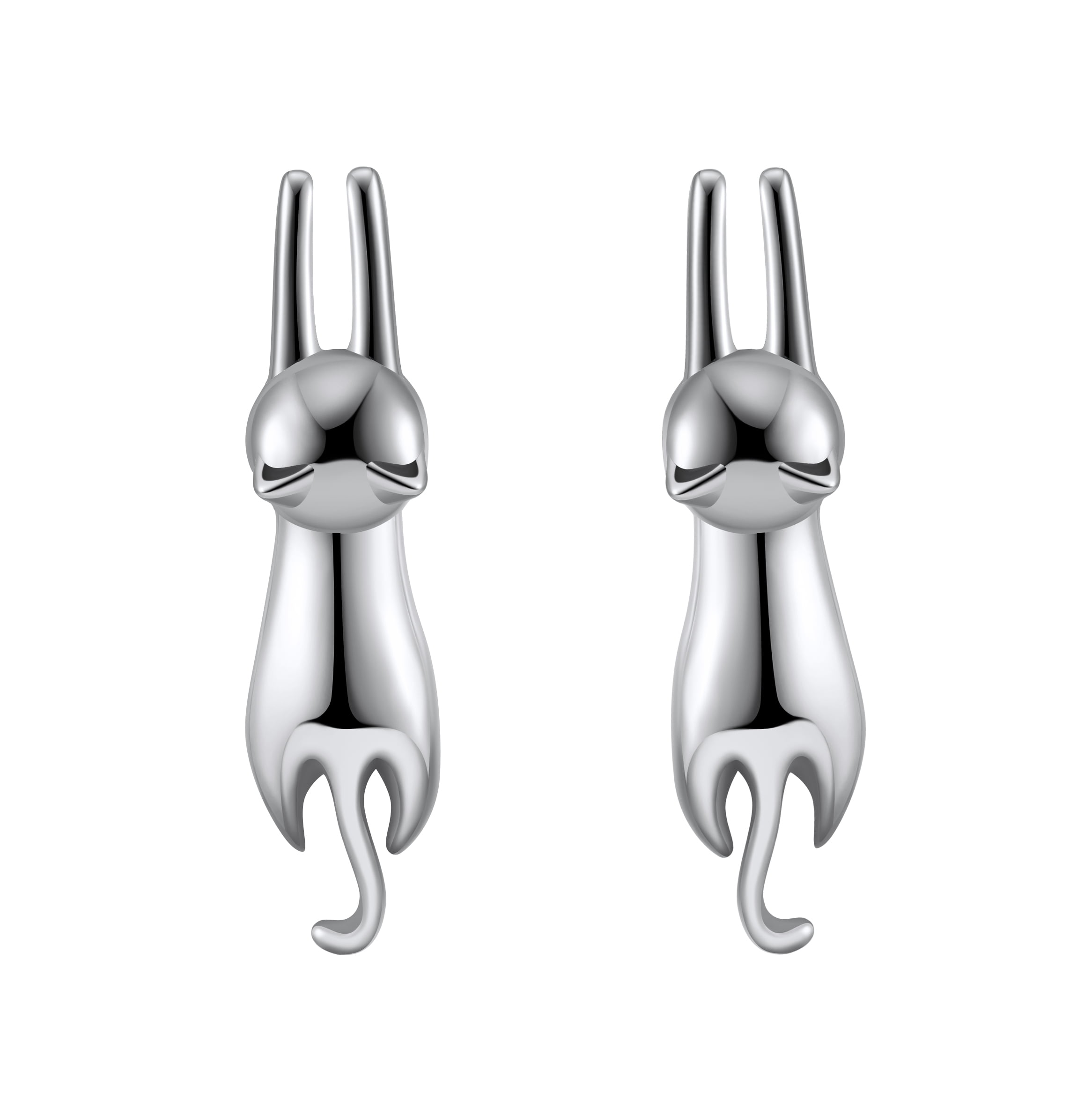 Hanging Cat Kitty Stud Earrings for Women Sterling Silver Ginger Lyne Collection