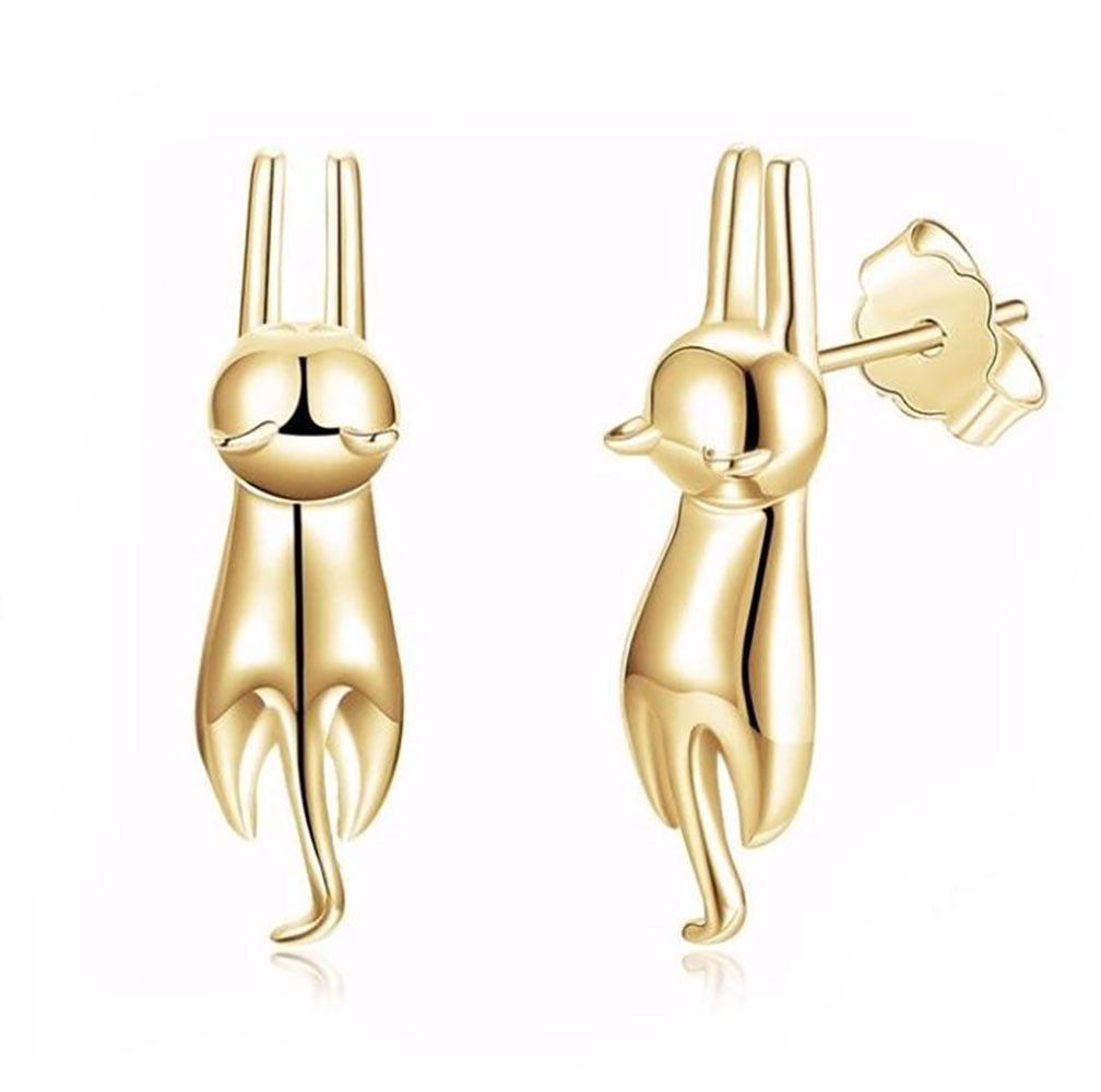 Hanging Cat Kitty Stud Earrings for Women Sterling Silver Ginger Lyne Collection