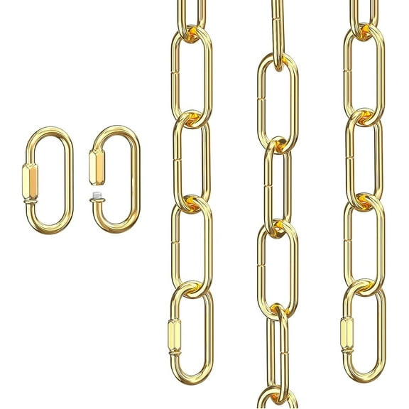 Hanging Chain 10 Feet Gold Light Fixture Chain Extension with Connection Link Lock Heavy Duty Hanging Lamp Fixture Pendant Ceiling Decorative