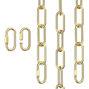 Hanging Chain 10 Feet Gold Light Fixture Chain Extension with Connection Link Lock Heavy Duty Hanging Lamp Fixture Pendant Ceiling Decorative