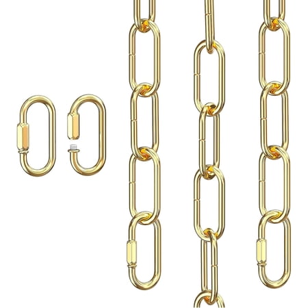 Hanging Chain 10 Feet Gold Light Fixture Chain Extension with Connection Link Lock Heavy Duty Hanging Lamp Fixture Pendant Ceiling Decorative