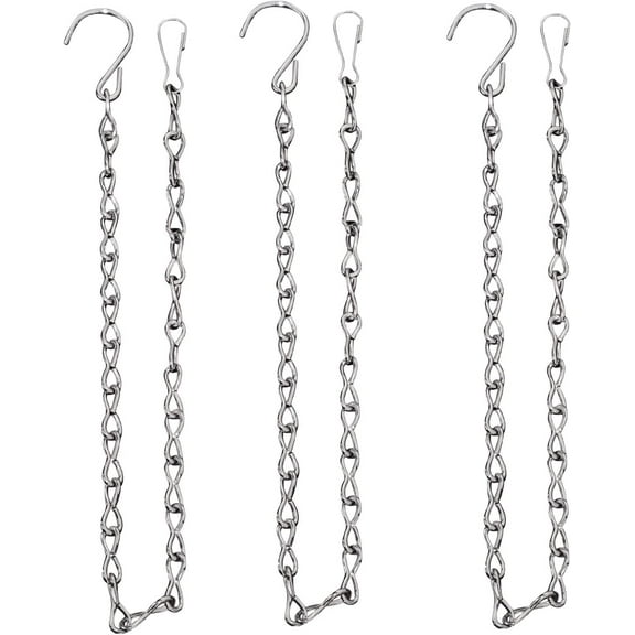 Hanging Chains, 5 Pcs 19.7 Inch Garden Plant Hanger Chains for Hanging Baskets, Plants, Bird Feeders, Billboards, Lanterns, Wind Chimes, and Decorative Ornaments Etc, Outdoor/Indoor (Silver)