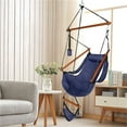 thumbnail image 1 of Hanging Chair Blue Oxford Cloth Hardwood With Cup Holder Wooden Stick Perforated 220.46lbs Capacity Seaside Courtyard, 1 of 7