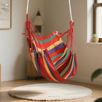Hanging Chair for Dorm & Small Spaces | Indoor/Outdoor Cotton Swing Chair | 130x100cm (51x39in) | Supports 150kg/330lbs | Includes Storage Bag & Tie Ropes