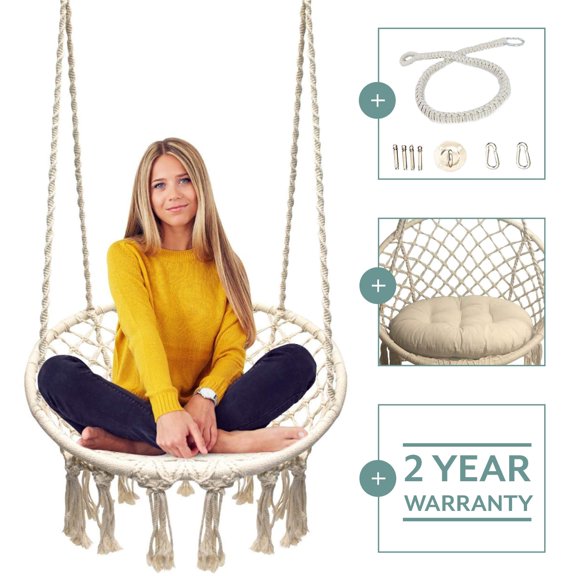 Hanging Chair Macrame round chair Macrame Round Hanging Chair With Cotton