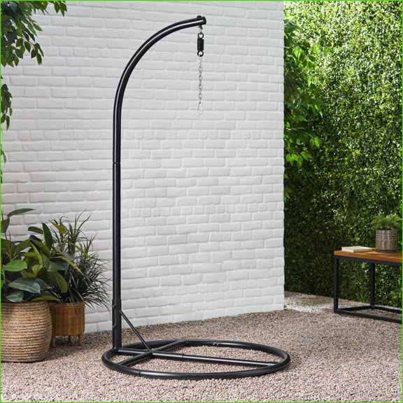 Hanging Chair Stand for Indoor/Outdoor Use - Durable Powder-Coated Iron with Safety Belt, 44x44x80 Inches | Black | Iron