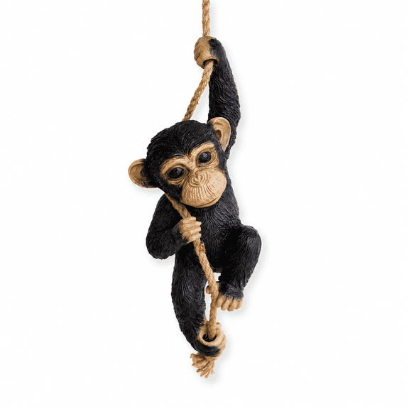 Hanging Chimpanzee Garden Statue Resin Animal Tree Ornament with Rope, 5.91 x 4.84 x 16.93 in