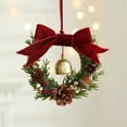 thumbnail image 1 of Hanging Christmas Decoration Pendant With Bow Bells And Pine Vines, Artificial Christmas Wreaths For Front Door Wall Tree Holiday Decor, 1 of 6