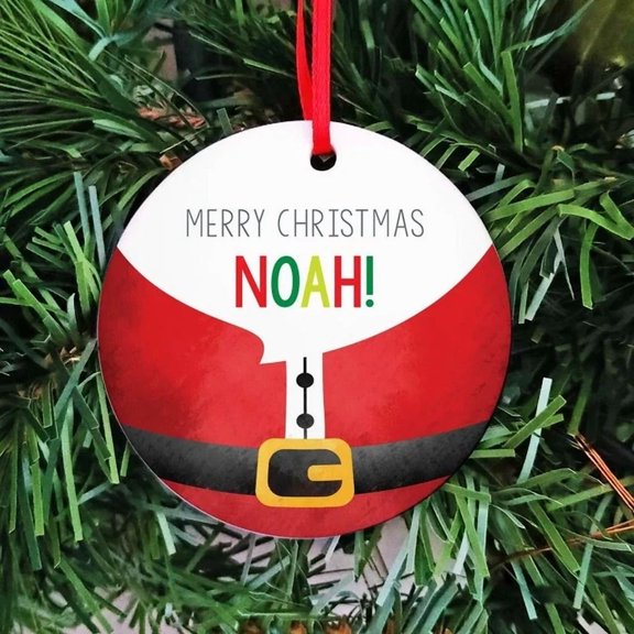 Hanging Christmas Ornament Noah 2D FLAT CIRCLE Ceramic Ornament